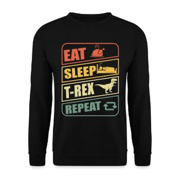 T-Rex Manger Dormir Répéter TRex Dinosaure Dinos - Sweat-shirt Unisexe - noir - Devant - Alina (178cm) & Michal (187cm)