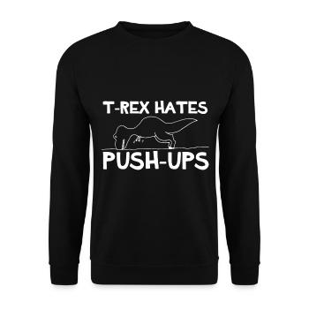 T-Rex Push-Ups Dino Cretaceous Dinosaurs - Unisex Sweatshirt - black - Front - Alina (178cm) & Michal (187cm)