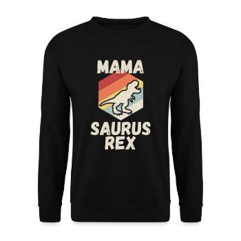 Mama Saurus T-Rex Mutter Dino Dinosaurier - Unisex Pullover - Schwarz - Vorne - Alina (178cm) & Michal (187cm)