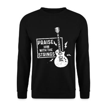Gitarrist Saiten Rocken Musiker Rocker Gitarre - Unisex Pullover - Schwarz - Vorne - Alina (178cm) & Michal (187cm)