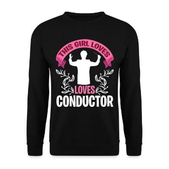 Girl liebt Dirigent beim Dirigieren mit Stab - Unisex Pullover - Schwarz - Vorne - Alina (178cm) & Michal (187cm)