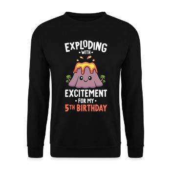 Volcano Geburtstagsparty 5. Geburtstag 5 Jahre alt - Unisex Pullover - Schwarz - Vorne - Alina (178cm) & Michal (187cm)