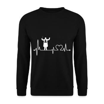 Conductor Herzschlag at the concert and orchestra - Unisex Sweatshirt - black - Front - Alina (178cm) & Michal (187cm)