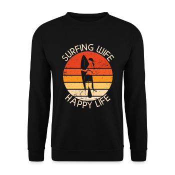 Surf femme Happy Life Wellenreiten Surfen Surfer - Sweat-shirt Unisexe - noir - Devant - Alina (178cm) & Michal (187cm)