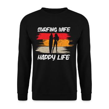 Surf femme Happy Life Wellenreiten Surfen Surfer - Sweat-shirt Unisexe - noir - Devant - Alina (178cm) & Michal (187cm)