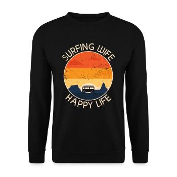 Surf femme Happy Life Wellenreiten Surfen Surfer - Sweat-shirt Unisexe - noir - Devant - Alina (178cm) & Michal (187cm)