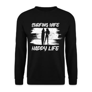 Surf femme Happy Life Wellenreiten Surfen Surfer - Sweat-shirt Unisexe - noir - Devant - Alina (178cm) & Michal (187cm)