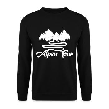 Alpen Tour Wandern Outdoor Berge Gipfel - Unisex Pullover - Schwarz - Vorne - Alina (178cm) & Michal (187cm)