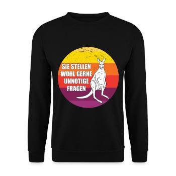 Känguru Retro Beuteltiere Australien - Unisex Pullover - Schwarz - Vorne - Alina (178cm) & Michal (187cm)