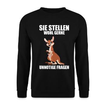 Känguru Beutel Australien - Unisex Pullover - Schwarz - Vorne - Alina (178cm) & Michal (187cm)