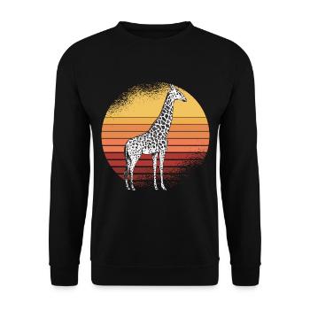 Giraffe Retro Afrika Savanne - Unisex Pullover - Schwarz - Vorne - Alina (178cm) & Michal (187cm)