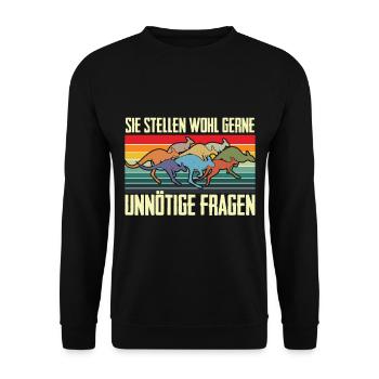 Känguru Unnötige Fragen Australien Retro Fauna - Unisex Pullover - Schwarz - Vorne - Alina (178cm) & Michal (187cm)