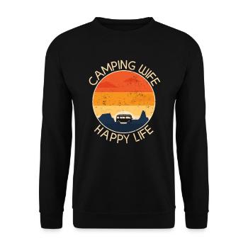 Camping Camper Motorhome Caravan Camping Holiday - Unisex Sweatshirt - black - Front - Alina (178cm) & Michal (187cm)