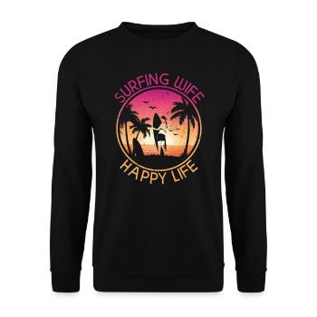 Surf femme Happy Life Wellenreiten Surfen Surfer - Sweat-shirt Unisexe - noir - Devant - Alina (178cm) & Michal (187cm)