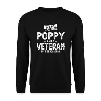 Männer Ich bin ein Papa Poppy und Veteran lustig - Unisex Pullover - Schwarz - Vorne - Alina (178cm) & Michal (187cm)