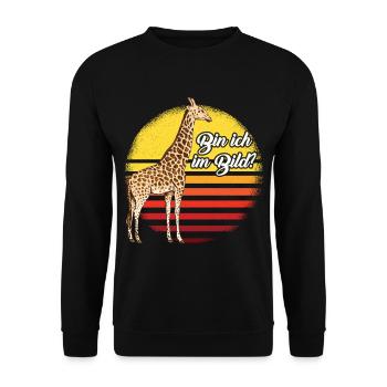 Giraffe Fotografie Safari Afrika Savanne - Unisex Pullover - Schwarz - Vorne - Alina (178cm) & Michal (187cm)