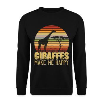 Giraffen Glück Afrika Safari Savanne - Unisex Pullover - Schwarz - Vorne - Alina (178cm) & Michal (187cm)