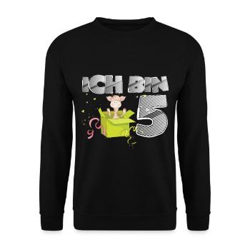 Giraffe 5 Geburtstag Safari Afrika Savanne - Unisex Pullover - Schwarz - Vorne - Alina (178cm) & Michal (187cm)
