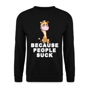 Böse Giraffe Afrika Safari Savanne - Unisex Pullover - Schwarz - Vorne - Alina (178cm) & Michal (187cm)