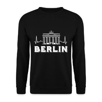 Berlin Heartbeat Porte de Brandebourg Allemagne - Sweat-shirt Unisexe - noir - Devant - Alina (178cm) & Michal (187cm)