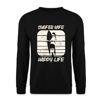 Surf femme Happy Life Wellenreiten Surfen Surfer - Sweat-shirt Unisexe - noir - Devant - Alina (178cm) & Michal (187cm)