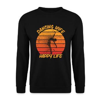 Dancing Wife Happy Life Dancer Ballet Ballerina - Unisex Sweatshirt - black - Front - Alina (178cm) & Michal (187cm)