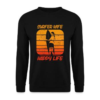 Surf femme Happy Life Wellenreiten Surfen Surfer - Sweat-shirt Unisexe - noir - Devant - Alina (178cm) & Michal (187cm)