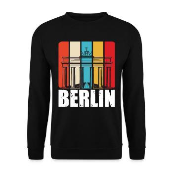 Berlin Retro Vintage Porte de Brandebourg Allemand - Sweat-shirt Unisexe - noir - Devant - Alina (178cm) & Michal (187cm)