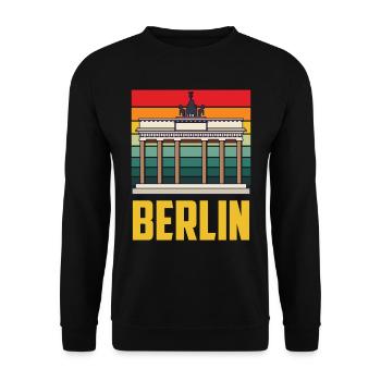 Berlin Porte de Brandebourg Rétro Allemand - Sweat-shirt Unisexe - noir - Devant - Alina (178cm) & Michal (187cm)