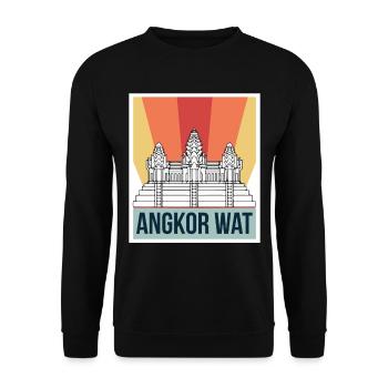 Angkor Wat Retro Kambodscha Tempel Asien - Unisex Pullover - Schwarz - Vorne - Alina (178cm) & Michal (187cm)
