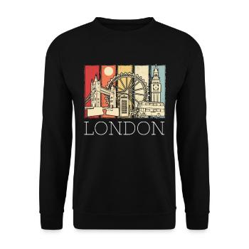 London Skyline Telefonzelle Big Ben Doppeldecker - Unisex Pullover - Schwarz - Vorne - Alina (178cm) & Michal (187cm)