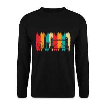 Tower Bridge London Retro Big Ben Ferris Wheel UK - Unisex Sweatshirt - black - Front - Alina (178cm) & Michal (187cm)