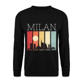 Milan Moon Skyline Rétro Cathédrale de Milan - Sweat-shirt Unisexe - noir - Devant - Alina (178cm) & Michal (187cm)