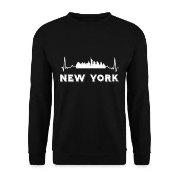New York Heartbeat NYC Big Apple Statue of Liberty - Unisex Sweatshirt - black - Front - Alina (178cm) & Michal (187cm)