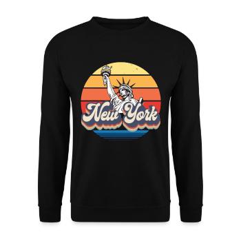 New York Retro Statue of Liberty Skyline Big Apple - Unisex Sweatshirt - black - Front - Alina (178cm) & Michal (187cm)
