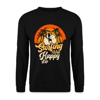 Surf femme Happy Life Wellenreiten Surfen Surfer - Sweat-shirt Unisexe - noir - Devant - Alina (178cm) & Michal (187cm)