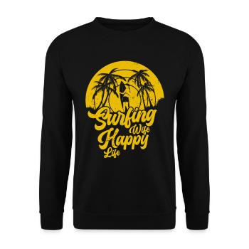 Surf femme Happy Life Wellenreiten Surfen Surfer - Sweat-shirt Unisexe - noir - Devant - Alina (178cm) & Michal (187cm)