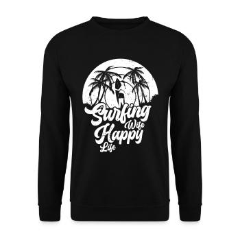 Surf femme Happy Life Wellenreiten Surfen Surfer - Sweat-shirt Unisexe - noir - Devant - Alina (178cm) & Michal (187cm)
