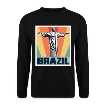 Brazil Retro Cristo Redentor Christ the Redeemer Statue Rio - Unisex Sweatshirt - black - Front - Alina (178cm) & Michal (187cm)