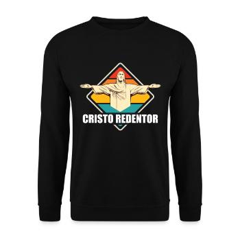 Cristo Redentor Christ the Redeemer Statue Rio Brazil - Unisex Sweatshirt - black - Front - Alina (178cm) & Michal (187cm)