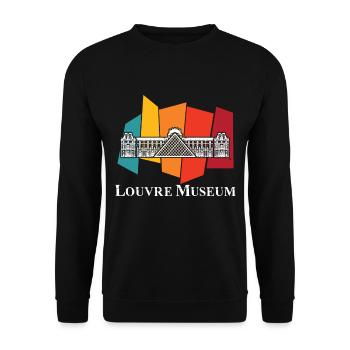 Louvre Museum Paris Retro Skyline France Art - Unisex Sweatshirt - black - Front - Alina (178cm) & Michal (187cm)