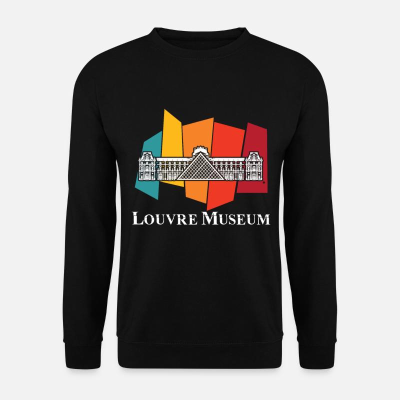 Louvre Museum Paris Retro Skyline Frankreich Kunst - Unisex Pullover - Schwarz