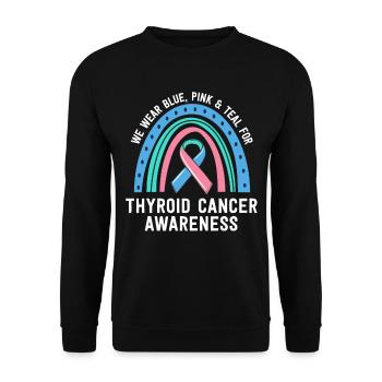 Nous portons une sensibilisation au cancer de la thyroïde sarcelle rose bleu - Sweat-shirt Unisexe - noir - Devant - Alina (178cm) & Michal (187cm)