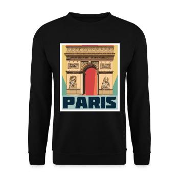 Paris French Retro Triumphal Arch France - Unisex Sweatshirt - black - Front - Alina (178cm) & Michal (187cm)