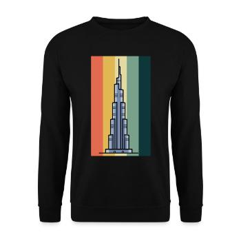 Burj Khalifa Dubai Retro VAE Emirate - Unisex Pullover - Schwarz - Vorne - Alina (178cm) & Michal (187cm)