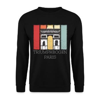 Paris Triumphal Arch Retro French - Unisex Sweatshirt - black - Front - Alina (178cm) & Michal (187cm)