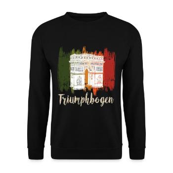 Arc de Triomphe Paris Retro French - Unisex Sweatshirt - black - Front - Alina (178cm) & Michal (187cm)