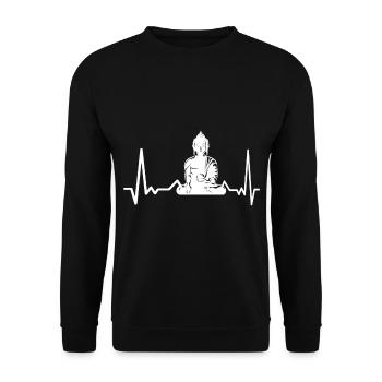 Buddha Herzschlag Tian Tan Buddha - Unisex Pullover - Schwarz - Vorne - Alina (178cm) & Michal (187cm)