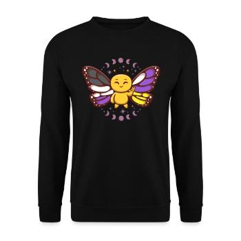 Gender Non-Binary Monarch Butterfly Subtle Pride - Unisex Sweatshirt - black - Front - Alina (178cm) & Michal (187cm)