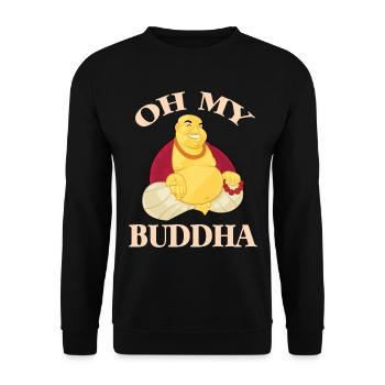 Oh mon Bouddha Bouddhisme Méditation Détendez-vous - Sweat-shirt Unisexe - noir - Devant - Alina (178cm) & Michal (187cm)